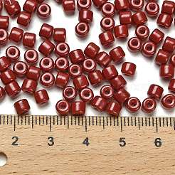 ベーキングペイント パールガラス シードビーズ  丸い穴  シリンダー  レッド  4.5x3.5mm  穴：1.2mm  約5625個/ポンド&nbsp;SEED-C001-04A-11