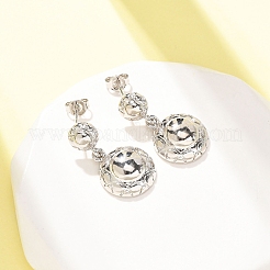 Half Round Brass Dangle Stud Earrings&nbsp;EJEW-D351-04P