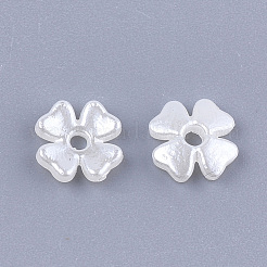 4-Petal ABS Plastic Imitation Pearl Bead Caps&nbsp;OACR-T018-04