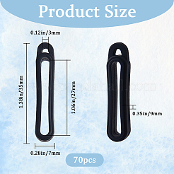 70個の紛失防止シリコンペンダント  電子スタイラス＆ライター製造用  ブラック  35x7x9mm  穴：3mm  内径：27mm&nbsp;SIL-GF0001-36C