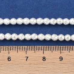 電気めっき合成非磁性ヘマタイト ビーズ 連売り  多面カットラウンド  銀メッキ  4mm  穴：1mm  約110個/連  15.91''（40.4センチメートル）&nbsp;G-U003-13B