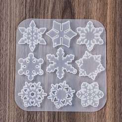 クリスマスペンダント DIY シリコン型  レジン型  UVレジン用  エポキシ樹脂工芸品作り  ホワイト  スノーフレーク  130x125x5mm  内径：37~42x30~46mm&nbsp;LS-DIY-K073-19A