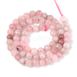 染め加工天然石ホワイトジェイドビーズ連売り  ラウンド  多面カット  ピンク  5.5~6.2mm  穴：1mm  約65~66個/連  14.76~15.16''（37.5~38.5センチメートル）&nbsp;G-T139-6mm-60-06