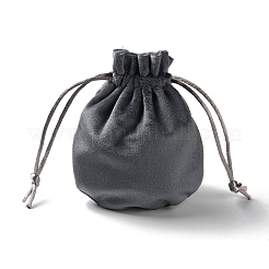 ベルベットの収納袋  巾着袋包装袋  オーバル  グレー  12x10cm&nbsp;LS-ABAG-H112-01C-01