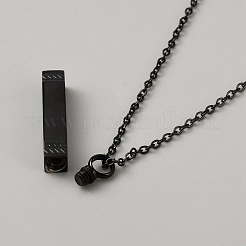 ステンレス鋼の香水瓶のネックレス  長方形のペンダントネックレス  ブラック  21.14インチ（53.7cm）&nbsp;NJEW-WH0029-037EB