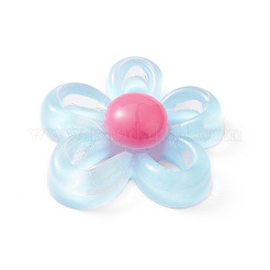 半透明の樹脂カボション  中空の花  ライトシアン  28.5x28x6.8mm&nbsp;RESI-K021-01F
