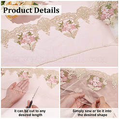 5 Yard Polyester Embroidery Hollow Flower Mesh Lace Trim&nbsp;SRIB-FG0001-22