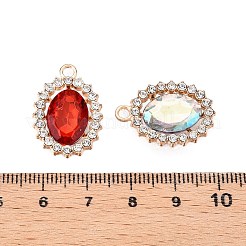 合金ガラスペンダント  ラインストーン付き  カドミウムフリー＆鉛フリー  楕円形のチャーム  ミックスカラー  23x16.5x6mm  穴：2mm&nbsp;PALLOY-N176-74KCG