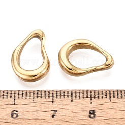 304ステンレススチールリンクリング  不規則な涙  イオンプレーティング（ip）  18KGP本金メッキ  15x10.5x3.5mm&nbsp;STAS-N115-64G