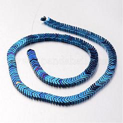 電気メッキ非磁性合成ヘマタイトビーズ連売り  矢じり  ブルーメッキ  4x6x3mm  穴：1mm  約206個/連  15.7インチ&nbsp;G-F300-19-05