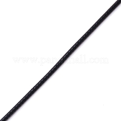 韓国のワックスポリエステルコード  フラット  ネックレス  ブレスレット作り  ブラック  1mm  15 M /袋&nbsp;YC-WH0009-02C