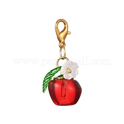 8Pcs Transparent Glass Apple Pendant Decorations&nbsp;HJEW-JM04216
