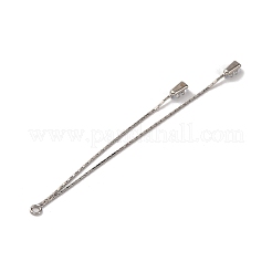 真鍮製マイクロパヴェクリアキュービックジルコニアビッグペンダント  台形タッセル  プラチナ  89x4x3mm  穴：2mm&nbsp;KK-G510-07P