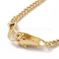 Cubic Zirconia Leopard Pendant Necklace with Brass Curb Chains for Women&nbsp;NJEW-G096-01G-05
