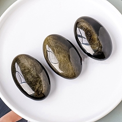 Oval Natural Golden Sheen Obsidian Healing Massage Palm Stones&nbsp;WG38727-01