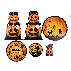 3段式ハロウィンパンプキン柄ペーパーカップケーキスタンド  厚紙製のデザートタワーを印刷する  ハロウィンパーティーのテーブルセンターピース  オレンジ  274x430mm&nbsp;TH-CBA171D-01A