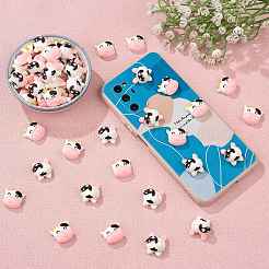 60個の樹脂カボション、漫画かわいい牛パッチ DIY 素材アクセサリー (2 スタイル)  ミックスカラー  21.5x19mm&nbsp;JX613A