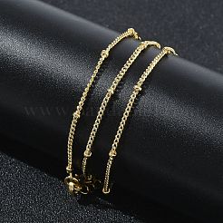 女性用真鍮製衛星チェーンネックレス  長持ちメッキ  ゴールドカラー  16.06インチ（40.8cm）&nbsp;KK-CBA2293-04G