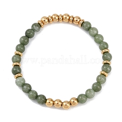 Ion Plating(IP) 304 Stainless Steel & Round Jade Beaded Stretch Bracelets for Women Men&nbsp;BJEW-M046-02G