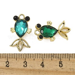 合金とK5ガラスのペンダント  金魚のチャーム  UVメッキ  多面カット  ミックスカラー  ライトゴールド  22x12.5x5mm  穴：2mm&nbsp;PALLOY-P308-22KCG