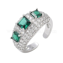 Brass Micro Pave Cubic Zirconia Cuff Open Rings for Women&nbsp;RJEW-L343-13P-04