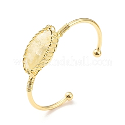 Natural Lemon Quartz Horse Eye Wrapped Cuff Bangle&nbsp;G-D458-02G-02-RS