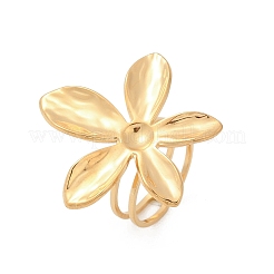 304ステンレススチールカフリング  花  ゴールドカラー  32x32mm  内径：17mm&nbsp;RJEW-D306-06G