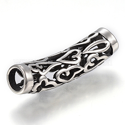 304ステンレスチューブビーズ  アンティークシルバー  43.5x11mm  穴：8mm&nbsp;STAS-F169-46AS