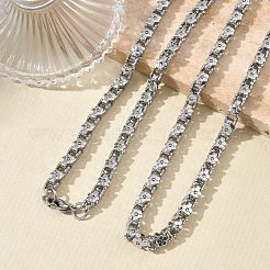 304ステンレススチール製フラワーリンクチェーンネックレス＆ブレスレットセット  ステンレス鋼色  503mm&nbsp;SJEW-D091-04P
