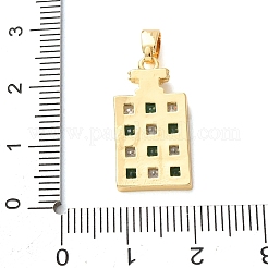 Brass Pave Green Cubic Zirconia Pendants&nbsp;KK-C264-14A-G