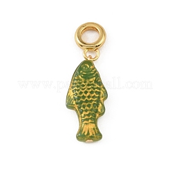 真鍮樹脂とエナメルを使用したヨーロピアン風のぶら下がりチャーム  大穴ペンダント  魚  ラックめっき  長持ちメッキ  カドミウムフリー＆鉛フリー  18KGP本金メッキ  ミックスカラー  38mm  穴：5.5mm&nbsp;KK-CBA217A-07G