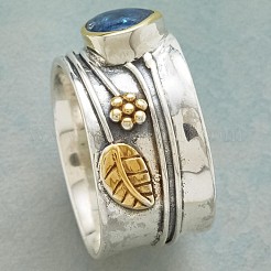 Teardrop & Flower & Leaf Pattern Alloy with Glass Finger Rings&nbsp;FS-WG58DE6-04