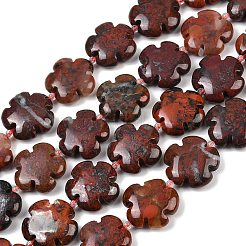 天然石ブレシエイテッドジャスパービーズ連売り  花  シードビーズで  19~20x19~20x6~7mm  穴：1~1.2mm  約20個/連  16.22インチ（41.2cm）&nbsp;G-C220-E02-20mm