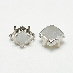 Non-Tarnish 201 Stainless Steel Sew on Prong Settings&nbsp;STAS-T032-08-10mm