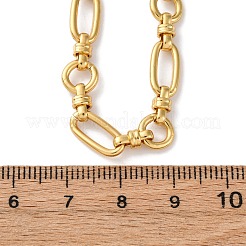 イオンプレーティング（IP）304ステンレススチールオーバル＆リングリンクチェーンネックレス（女性用）  18KGP本金メッキ  17.52インチ（44.5cm）&nbsp;NJEW-D056-02G