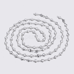 変色しにくい304ステンレススチールチェーン  心臓リンクチェーン  ハンダ付け  ステンレス鋼色  10x5x2mm&nbsp;STAS-P197-038P