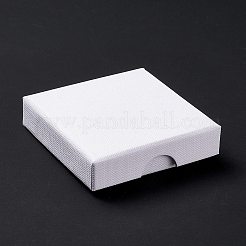 ペーパー スポンジ マット ネックレス ボックス  正方形  ホワイト  7x7x1.65cm  内径：6.3x6.3x1のCM&nbsp;X-OBOX-G018-01A-03