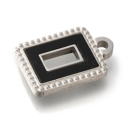 304ステンレススチール製手磨きペンダント  ブラックアクリルステンレスカラー  長方形  15x10x2mm  穴：1.5mm&nbsp;STAS-M059-01P-A01