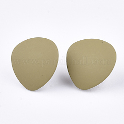 スプレー塗装鉄スタッドピアスパーツ  スチールピンとループ付き  ダークカーキ  20x18.5mm  穴：3mm  ピン：0.7mm&nbsp;IFIN-S703-15C