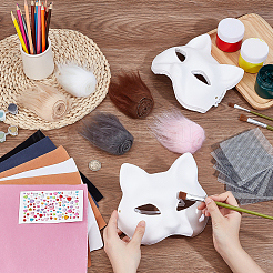 Paper & Pvc & Fiber & Felt & Acrylic DIY Cat Mask Set&nbsp;DIY-WH0591-096A