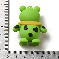 プラスチックペンダント  ペンダント キーチェーン バッグ アクセサリー  カエルの形  黄緑  48x40x22.5mm  穴：3mm&nbsp;FIND-Q095-02