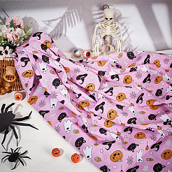ハロウィーンプリントのポリエステルコットン生地  パールピンク  145x100x0.01cm&nbsp;FIND-WH0152-646