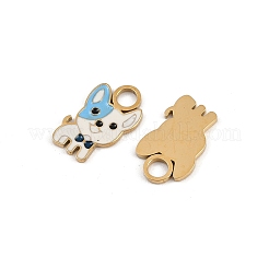304ステンレススチールエナメルチャーム  イオンプレーティング（ip）  犬チャーム  18KGP本金メッキ  12.5x8x1mm  穴：2.5mm&nbsp;STAS-G357-03G