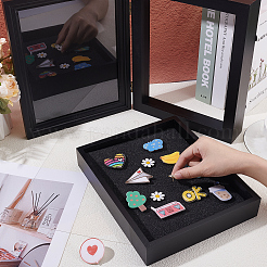 Rectangle Wood Photo Frame Badge Display Storage&nbsp;ODIS-WH0043-209