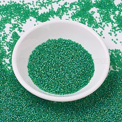 MIYUKIデリカビーズ小  シリンダー  日本製シードビーズ  15/0  （dbs0858)マット透明な緑のab  1.1x1.3mm  穴：0.7mm  約3500個/10g&nbsp;X-SEED-J020-DBS0858