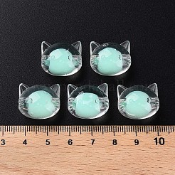 透明なアクリルビーズ  二層ビーズ  猫  アクアマリン  16x18.5x14.5mm  穴：3.5mm  約78個/200g&nbsp;X1-MACR-S373-115-B03