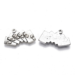 合金のチベット風チャーム  カドミウムフリー＆鉛フリー  カードを再生  アンティークシルバー  15.5x26x2mm  穴：1.6mm  約470個/1000g&nbsp;TIBE-N006-24AS-LF