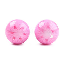花不透明な樹脂ビーズ  ラウンド  パールピンク  20x19mm  穴：2mm&nbsp;RESI-T054-001B