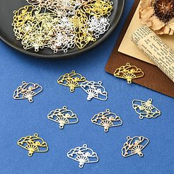 40 個 4 色合金中空コネクタチャーム  梅の花の中国扇子リンク  ミックスカラー  35x21mm  10個/カラー&nbsp;FIND-YW0010-91