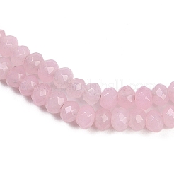 天然石ホワイトジェイドビーズ連売り  ファセットロンデル  染め  ピンク  4~4.5x3mm  穴：1mm  約112~121個/連  13.54''~13.98''（34.4~35.5センチメートル）&nbsp;X-G-Z069-01K